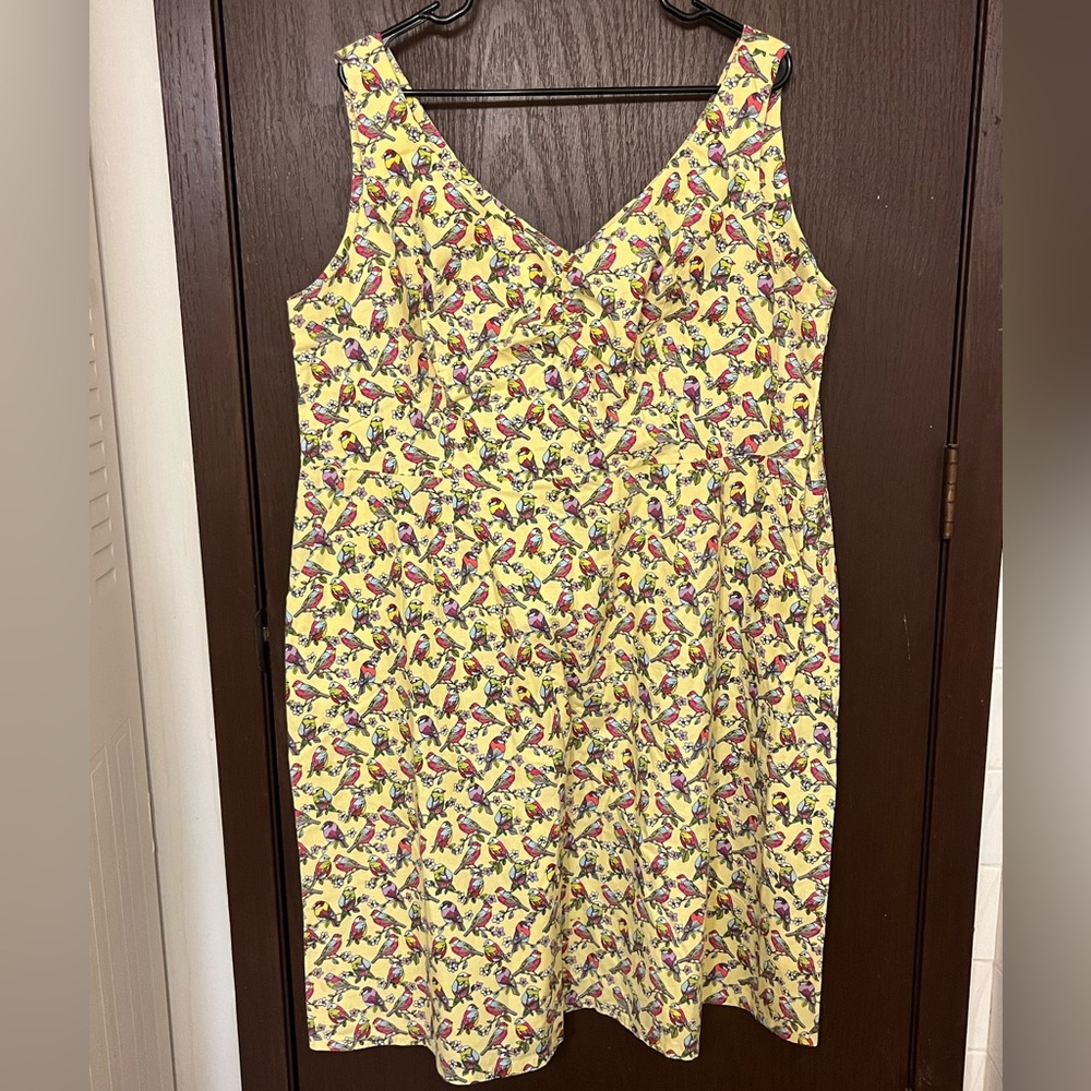 Cherry Velvet Toucan print v-neck dress